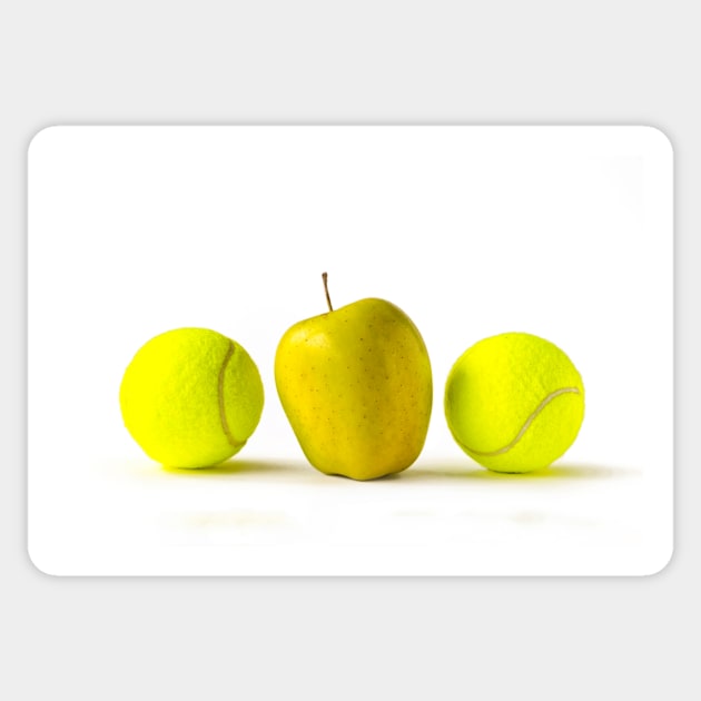 Yellow apple between tennis balls Sticker by RosNapier